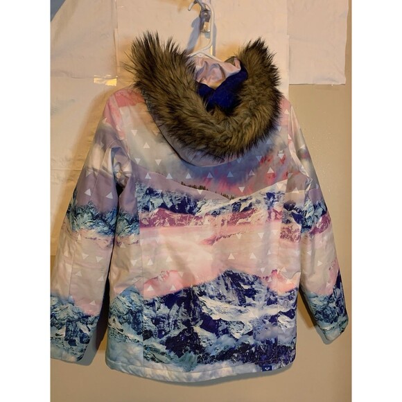 Roxy Girls Ski Jacket Size 16 XXL Color Pink/Blue/Purple/White Print - Picture 2 of 11